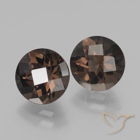 3.71 ctw Brown Smoky Quartz Stones, Natural Smoky Quartz in Round Checkerboard Shape for Sale