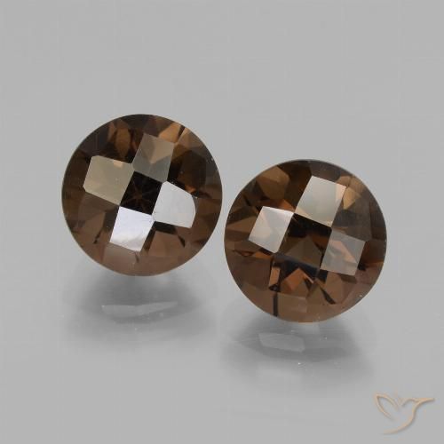 4.05 ct Round Checkerboard Smoky Quartz, 8.1 mm From Brazil, Photo A