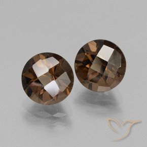 4.05 ctw Brown Smoky Quartz Stones, Natural Smoky Quartz in Round Checkerboard Shape for Sale
