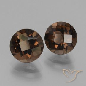 3.66 ctw Brown Smoky Quartz Stones, Natural Smoky Quartz in Round Checkerboard Shape for Sale