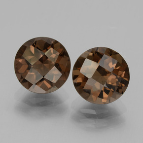 3.72 ctw Brown Smoky Quartz Gemstones, Smoky Quartz Gems in Round Checkerboard Shape for Sale.