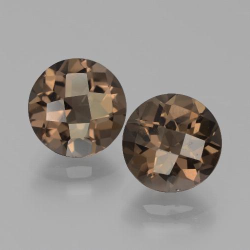 Hickory Brown Smoky Quartz Gem - 1.9ct Round Checkerboard (ID: 439752)