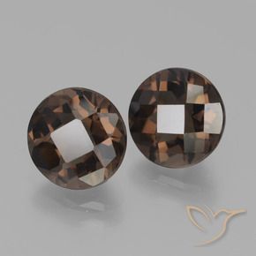 3.70 ctw Brown Smoky Quartz Stones, Natural Smoky Quartz in Round Checkerboard Shape for Sale