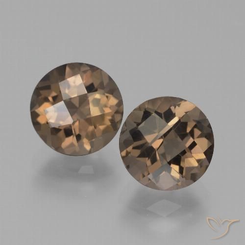 3.90ctw Natural Medium Brown Smoky Quartz, Round, VVS-VS