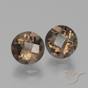 3.90 ctw Brown Smoky Quartz Stones, Natural Smoky Quartz in Round Checkerboard Shape for Sale