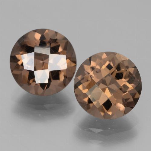 Hickory Brown Smoky Quartz Gem - 1.8ct Round Checkerboard (ID: 439821)