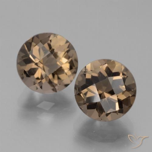 3.92 ct Round Checkerboard Smoky Quartz, 7.9 mm From Brazil, Photo A