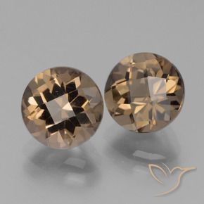3.92 ctw Brown Smoky Quartz Stones, Natural Smoky Quartz in Round Checkerboard Shape for Sale
