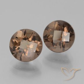 3.88 ctw Brown Smoky Quartz Stones, Natural Smoky Quartz in Round Checkerboard Shape for Sale