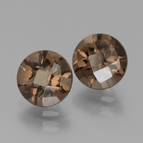 3.59 ctw Brown Smoky Quartz Stones, Natural Smoky Quartz in Round Checkerboard Shape for Sale