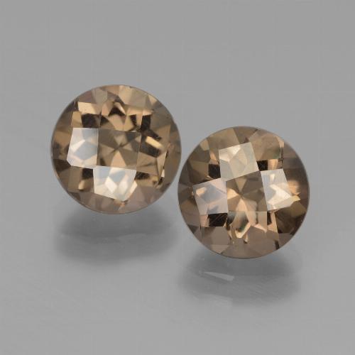 Light Mocha Smoky Quartz Gem - 1.8ct Round Checkerboard (ID: 439951)