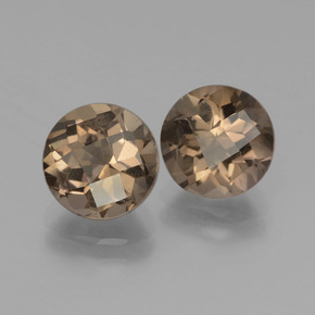 3.52 ctw Brown Smoky Quartz Stones, Natural Smoky Quartz in Round Checkerboard Shape for Sale
