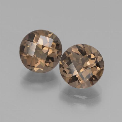 Warm Brown Smoky Quartz Gem - 1.8ct Round Checkerboard (ID: 439958)