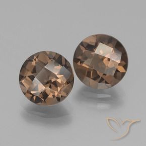 3.69 ctw Brown Smoky Quartz Stones, Natural Smoky Quartz in Round Checkerboard Shape for Sale