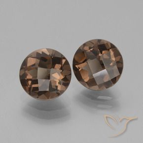 3.66 ctw Brown Smoky Quartz Stones, Natural Smoky Quartz in Round Checkerboard Shape for Sale