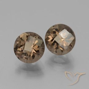 3.60 ctw Brown Smoky Quartz Stones, Natural Smoky Quartz in Round Checkerboard Shape for Sale