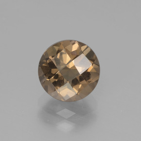 1.89 ct Brown Smoky Quartz Gemstone, Smoky Quartz Gem in Round Checkerboard Shape for Sale.