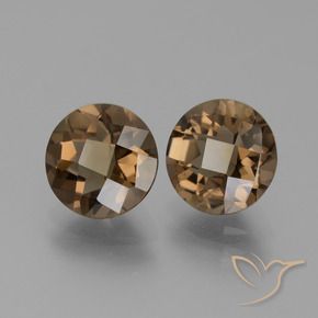 3.55 ctw Brown Smoky Quartz Stones, Natural Smoky Quartz in Round Checkerboard Shape for Sale