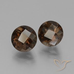 3.58 ctw Brown Smoky Quartz Stones, Natural Smoky Quartz in Round Checkerboard Shape for Sale