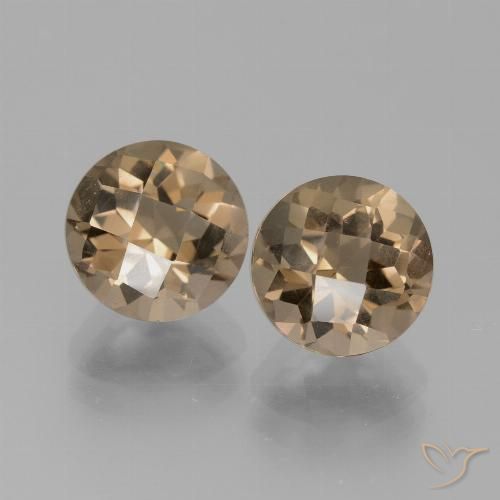 4.07 ct Round Checkerboard Smoky Quartz, 8 mm From Brazil, Photo A