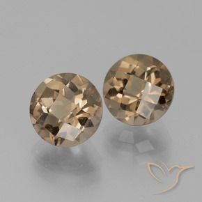 4.07 ctw Brown Smoky Quartz Stones, Natural Smoky Quartz in Round Checkerboard Shape for Sale