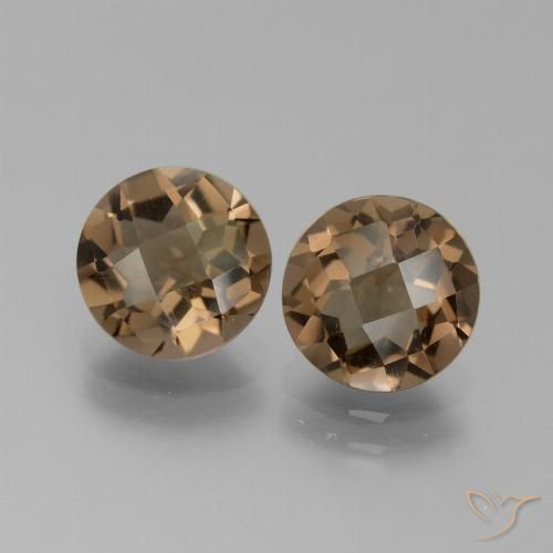 3.27 ct Round Checkerboard Smoky Quartz, 7.9 mm From Brazil, Photo A