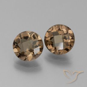 3.27 ctw Brown Smoky Quartz Stones, Natural Smoky Quartz in Round Checkerboard Shape for Sale
