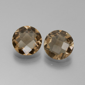Light Mocha Smoky Quartz Gem - 1.4ct Round Checkerboard (ID: 442834)