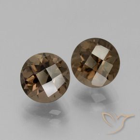 3.99 ctw Brown Smoky Quartz Stones, Natural Smoky Quartz in Round Checkerboard Shape for Sale