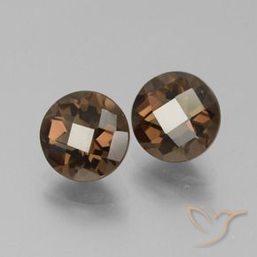 3.58 ctw Brown Smoky Quartz Stones, Natural Smoky Quartz in Round Checkerboard Shape for Sale