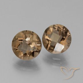 3.60 ctw Brown Smoky Quartz Stones, Natural Smoky Quartz in Round Checkerboard Shape for Sale