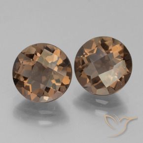3.61 ctw Brown Smoky Quartz Stones, Natural Smoky Quartz in Round Checkerboard Shape for Sale
