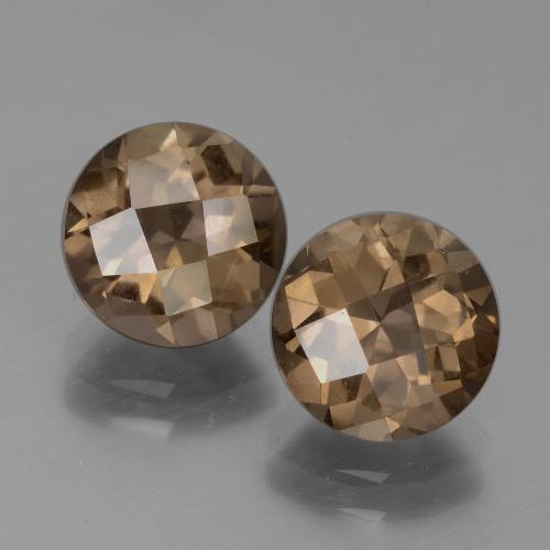 Hickory Brown Smoky Quartz Gem - 1.8ct Round Checkerboard (ID: 442853)