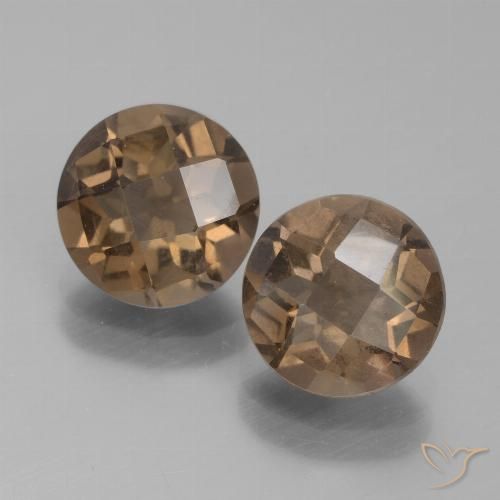 3.21 ct Round Checkerboard Smoky Quartz, 8 mm From Brazil, Photo A