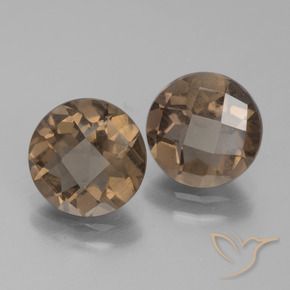 3.21 ctw Brown Smoky Quartz Stones, Natural Smoky Quartz in Round Checkerboard Shape for Sale