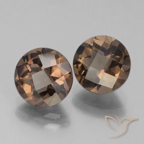 3.60 ctw Brown Smoky Quartz Stones, Natural Smoky Quartz in Round Checkerboard Shape for Sale