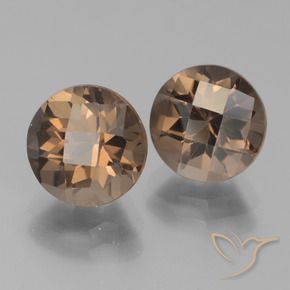 3.80 ctw Brown Smoky Quartz Stones, Natural Smoky Quartz in Round Checkerboard Shape for Sale