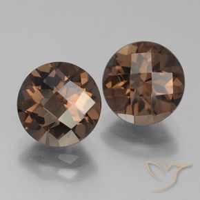 3.84 ctw Brown Smoky Quartz Stones, Natural Smoky Quartz in Round Checkerboard Shape for Sale