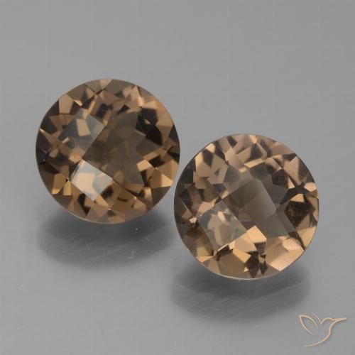 3.11 ct Round Checkerboard Smoky Quartz, 7.9 mm From Brazil, Photo A
