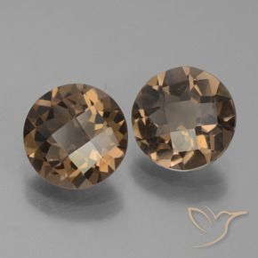 3.11 ctw Brown Smoky Quartz Stones, Natural Smoky Quartz in Round Checkerboard Shape for Sale