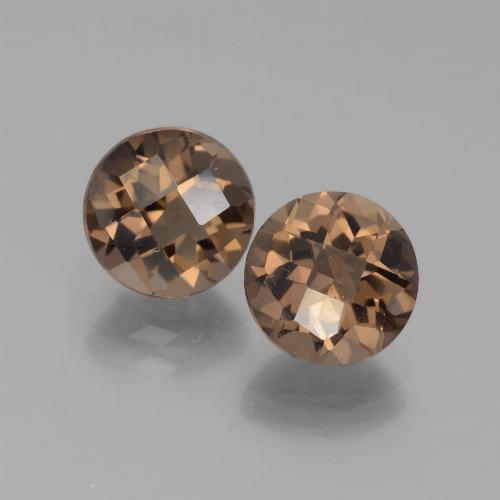 Gingerbread Brown Smoky Quartz Gem - 1.9ct Round Checkerboard (ID: 442877)