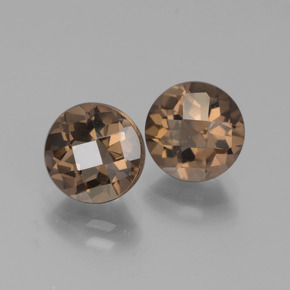 3.79 ctw Brown Smoky Quartz Stones, Natural Smoky Quartz in Round Checkerboard Shape for Sale