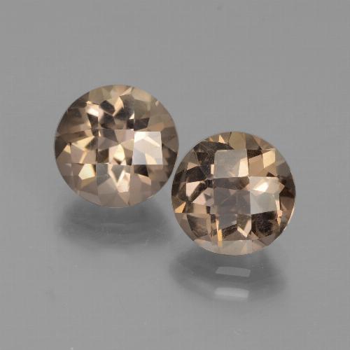 Marrón cálido Cuarzo Ahumado Gema - 1.9ct Tablero de Ajedrez Redondo (ID: 442878)