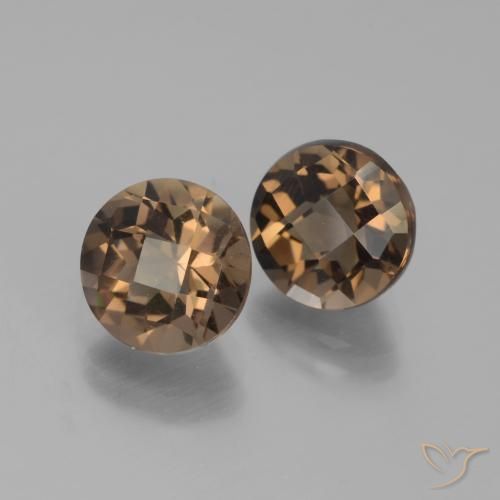 3.85 ctw Brown Smoky Quartz Stones, Natural Smoky Quartz in Round Checkerboard Shape for Sale