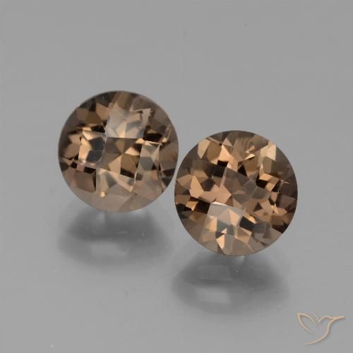 3.65 ct Round Checkerboard Smoky Quartz, 7.9 mm From Brazil, Photo A