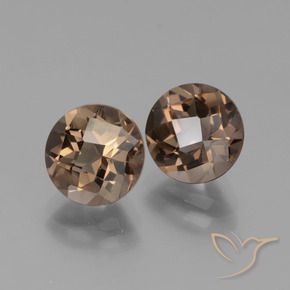 3.65 ctw Brown Smoky Quartz Stones, Natural Smoky Quartz in Round Checkerboard Shape for Sale