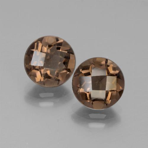 Marrón medio Cuarzo Ahumado Gema - 1.8ct Tablero de Ajedrez Redondo (ID: 442883)
