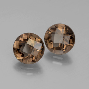 3.59 ctw Brown Smoky Quartz Stones, Natural Smoky Quartz in Round Checkerboard Shape for Sale