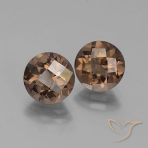 3.61 ctw Brown Smoky Quartz Stones, Natural Smoky Quartz in Round Checkerboard Shape for Sale
