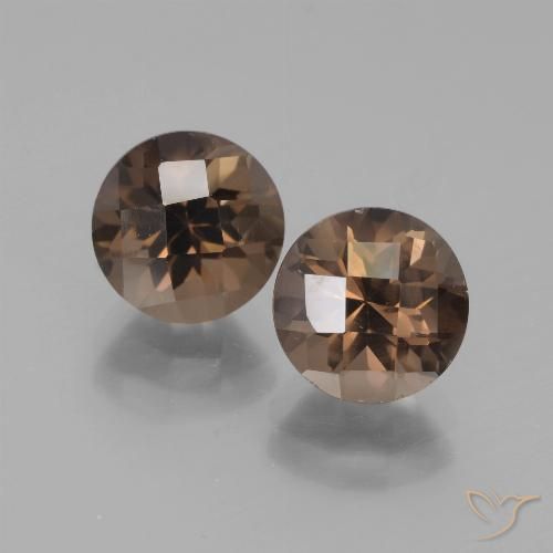 3.83 ct Round Checkerboard Smoky Quartz, 7.9 mm From Brazil, Photo A